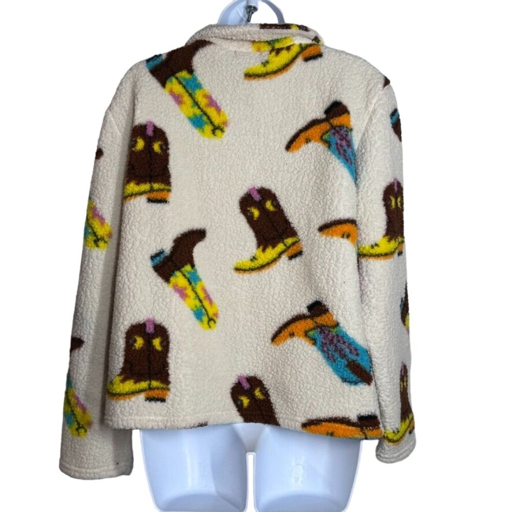 Weekending Cowboys Boot Sherpa Jacket Snap Button… - image 2